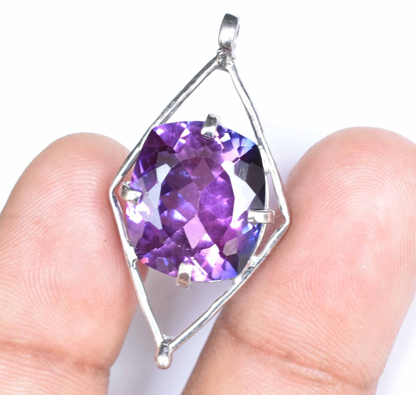 22.95 Ct Natural Boysenberry Sapphire 925 Sterling Silver Pendant AGL Certified