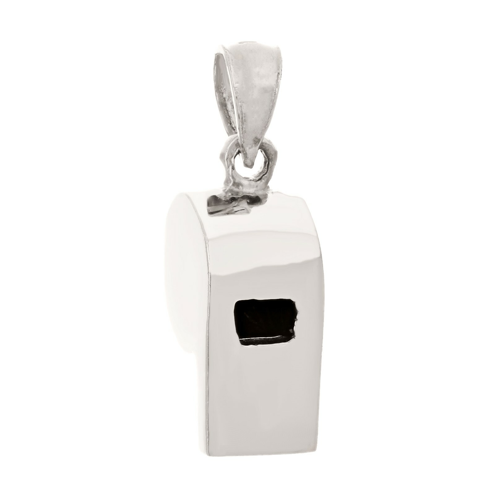 10k White Gold Whistle Charm Pendant 22.5mm x 6.8mm 2.5 grams