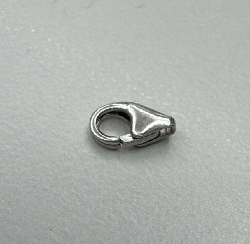 14k White Gold Pear Shape Lobster Fish Lock 6.9 mm Clasp Made In Italy