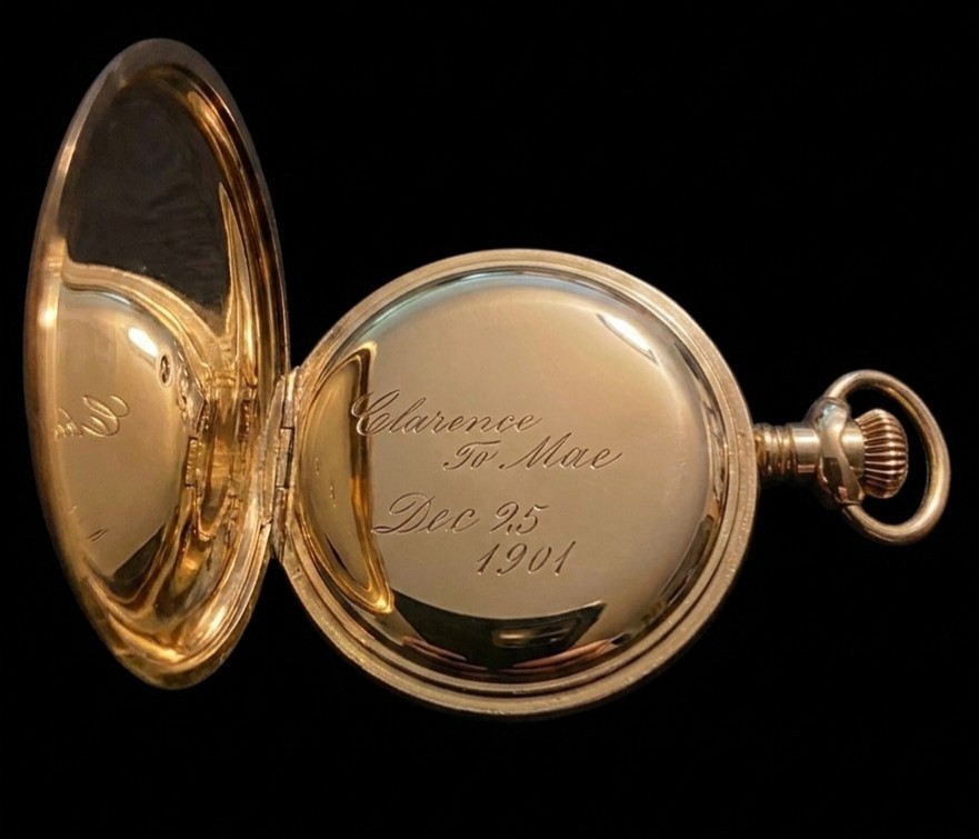 Waltham Hunter Case Pocket Watch Pink Dial – Engraved GF 25 years MULTI TONE F/B