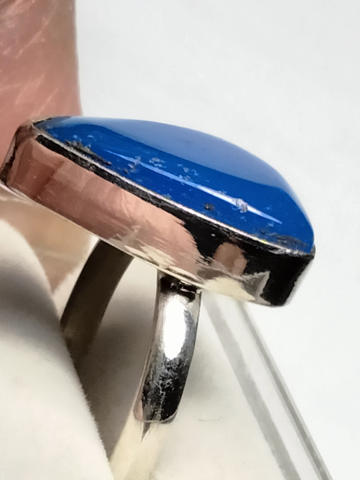 LUSCIOUS SEA BLUE CHALCEDONY IN STERLING SILVER.925 RING SIZE 8.75-9.0!