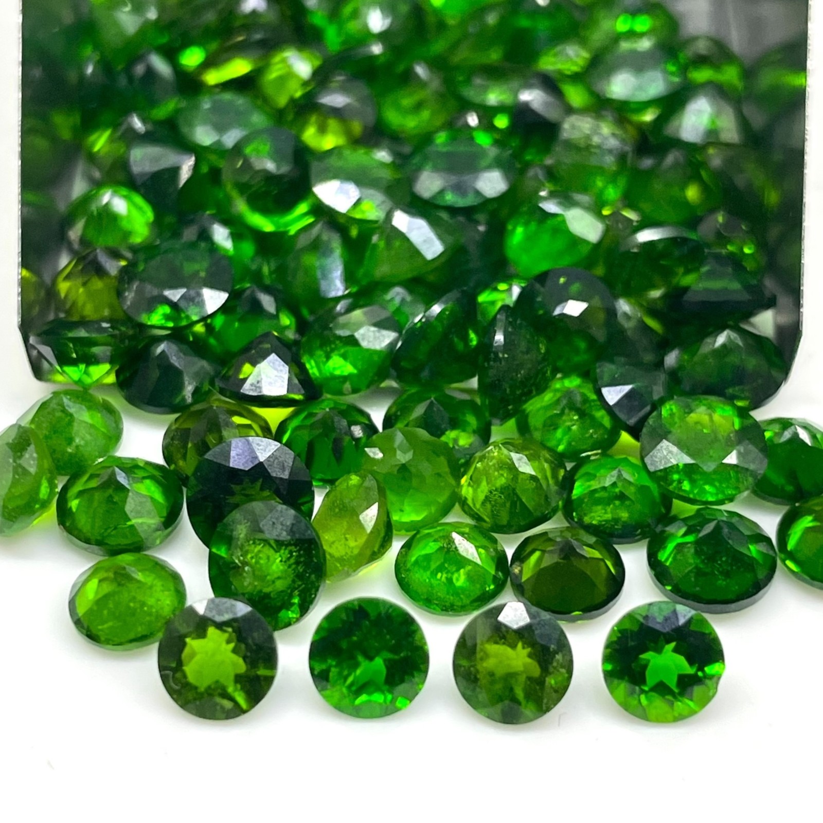 10 Pcs Natural Chrome Diopside 5mm Round Cut Vivid Green Loose Gemstones Lot