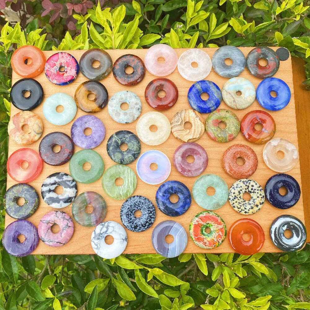 30mm Healing Crystal Peace Donut Beads Lucky Circle Donut Pendant Jewelry Making