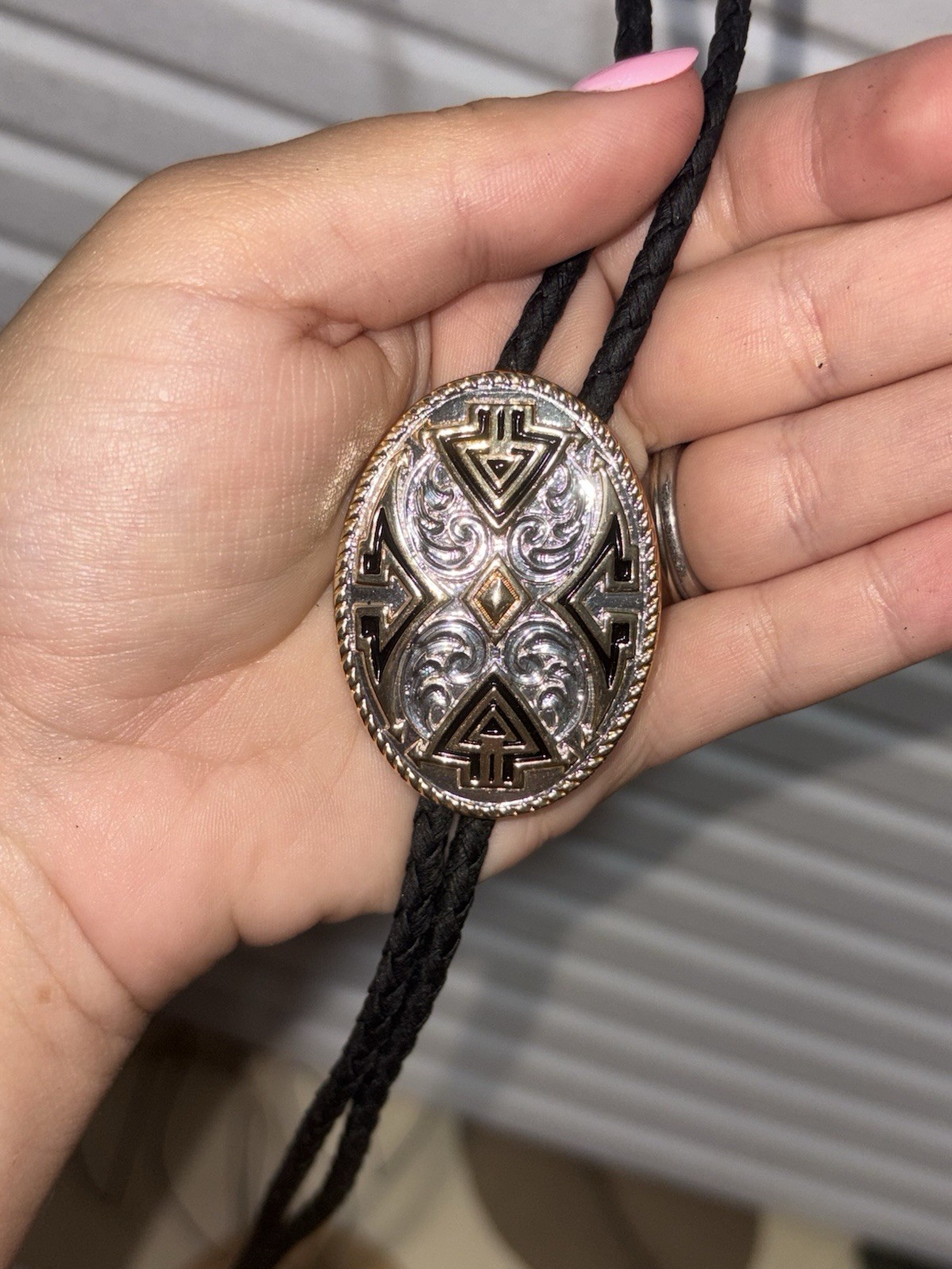 Bolo Neck Tie Solid Brass Western Design Men’s