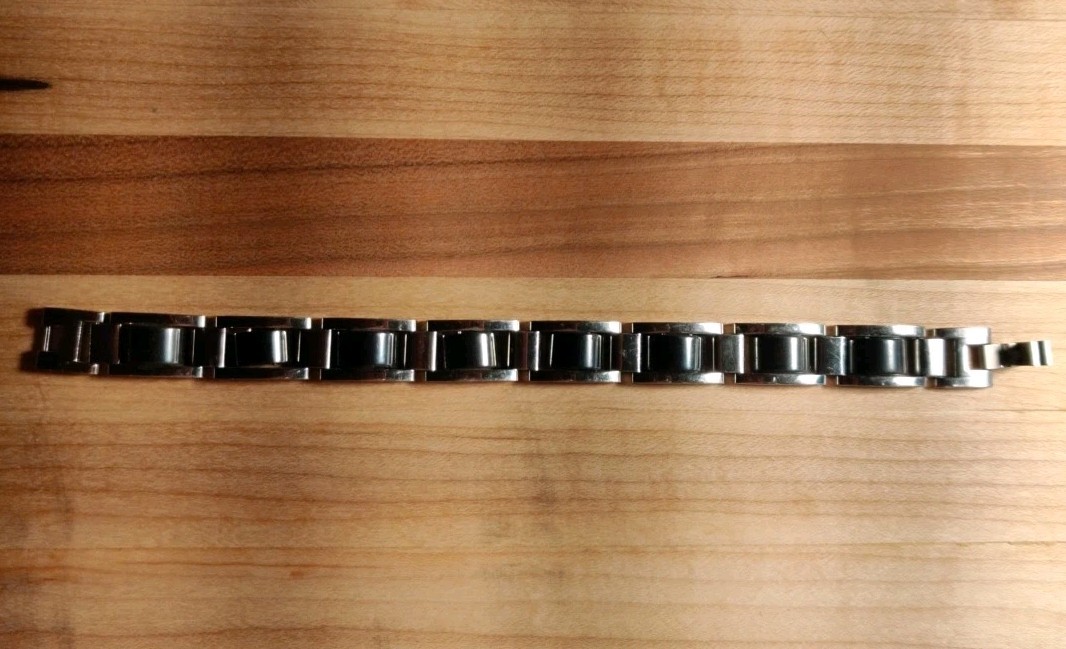 Magnetic Hematite And Stainless Steel Healing Bracelet Unisex 7.5 Inch Long