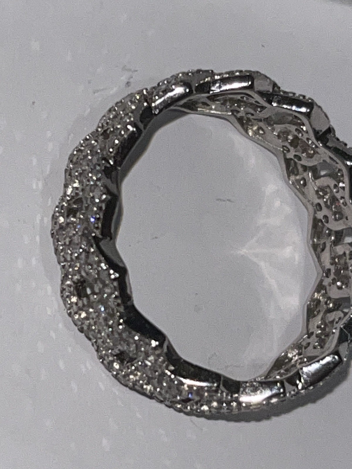 MEN WOMEN 925 STERLING SILVER FULL ICY CUBIC ZIRCONIA CUBAN CURB LINK RING