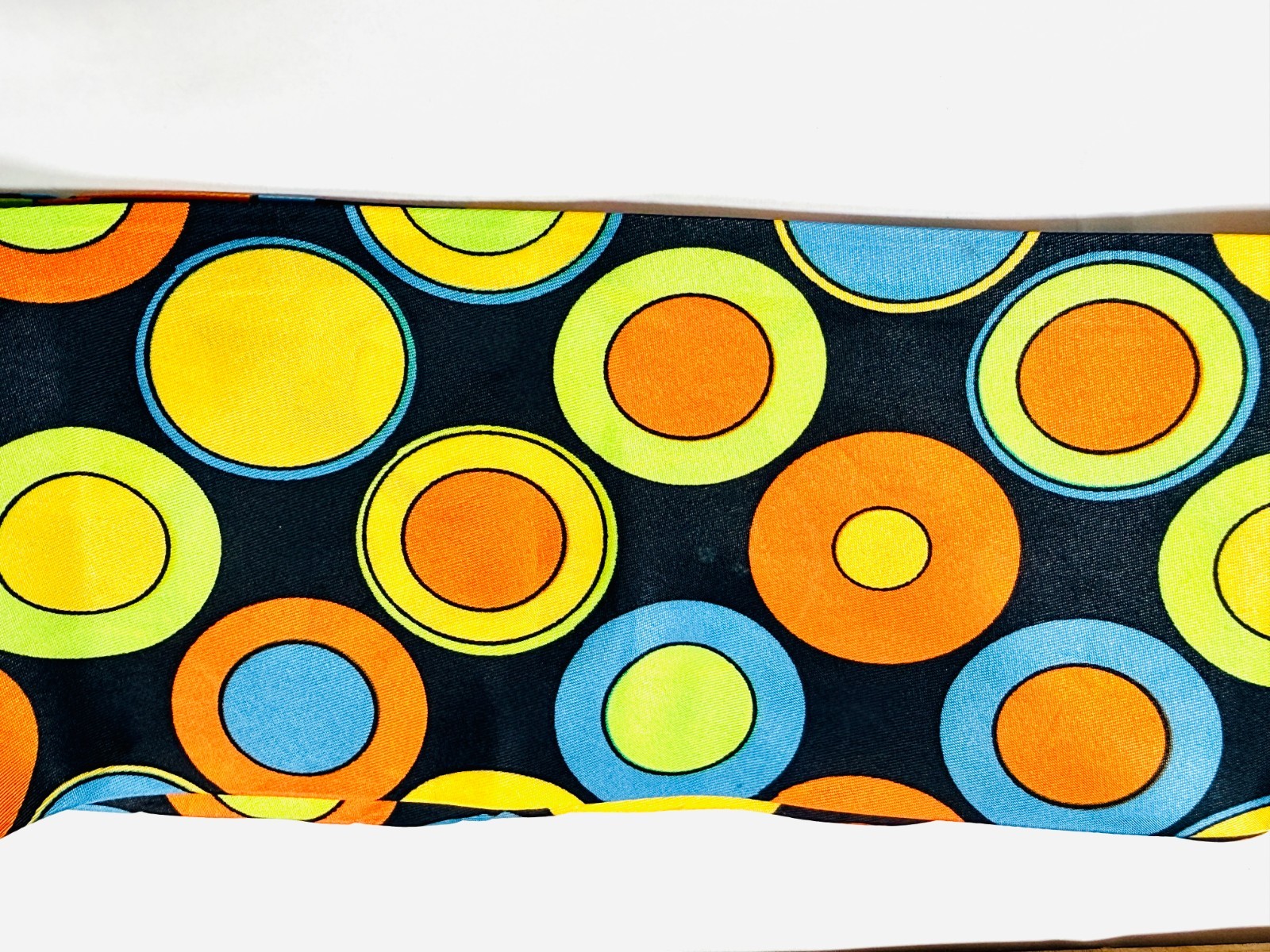 VTG 1970s Mod Psychedelic Hair Scarf & Earring Set Circles Polyester Estate Find