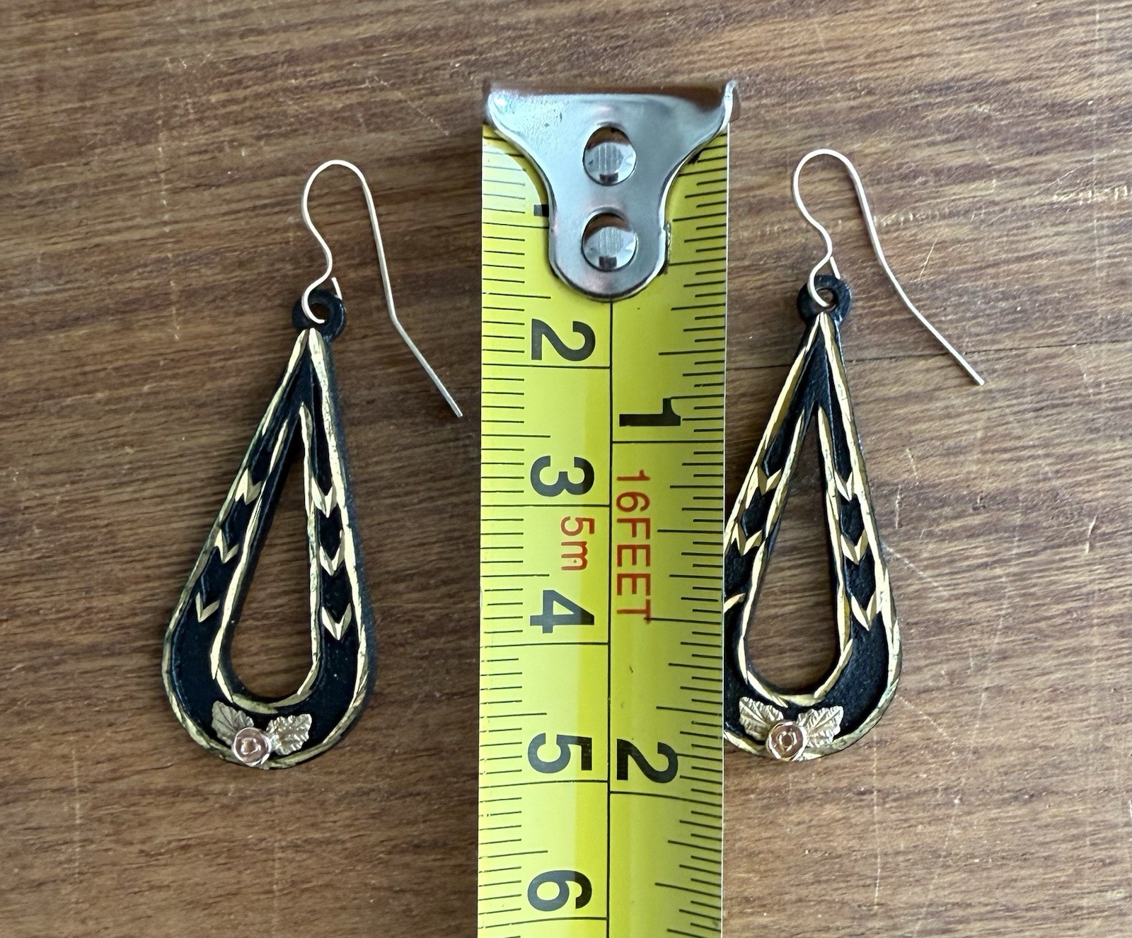 Landstrom’s 10k Teardrop Earrings Black Hills Gold Powder Coated