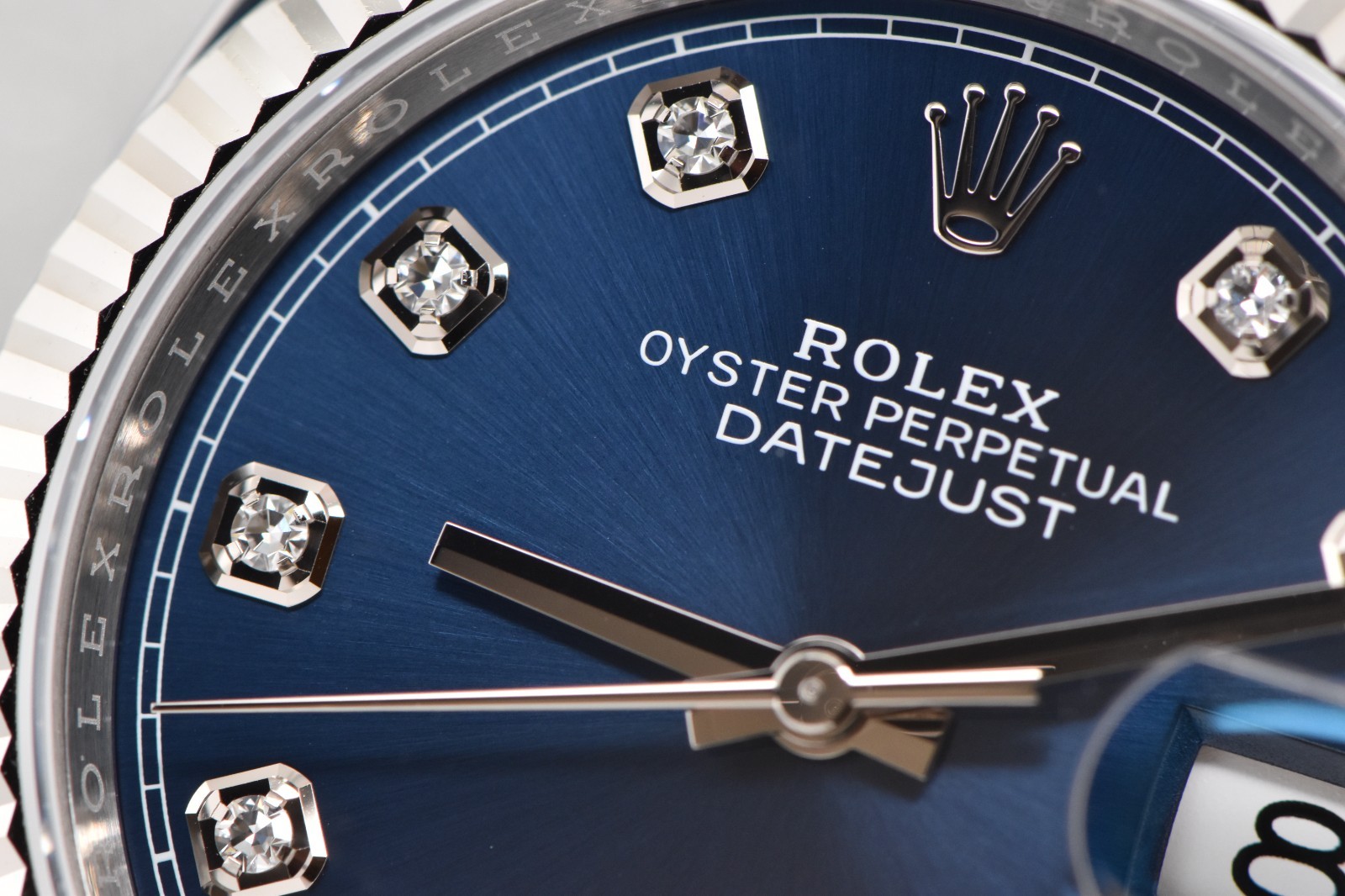 2023 Rolex Datejust 36 Fluted Steel Oyster Factory Blue Diamond Dial 126234 Card