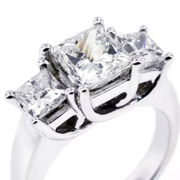 14K White Gold Engagement Ring Trellis 3.17 CT Princess Lab-Grown Diamond F SI1