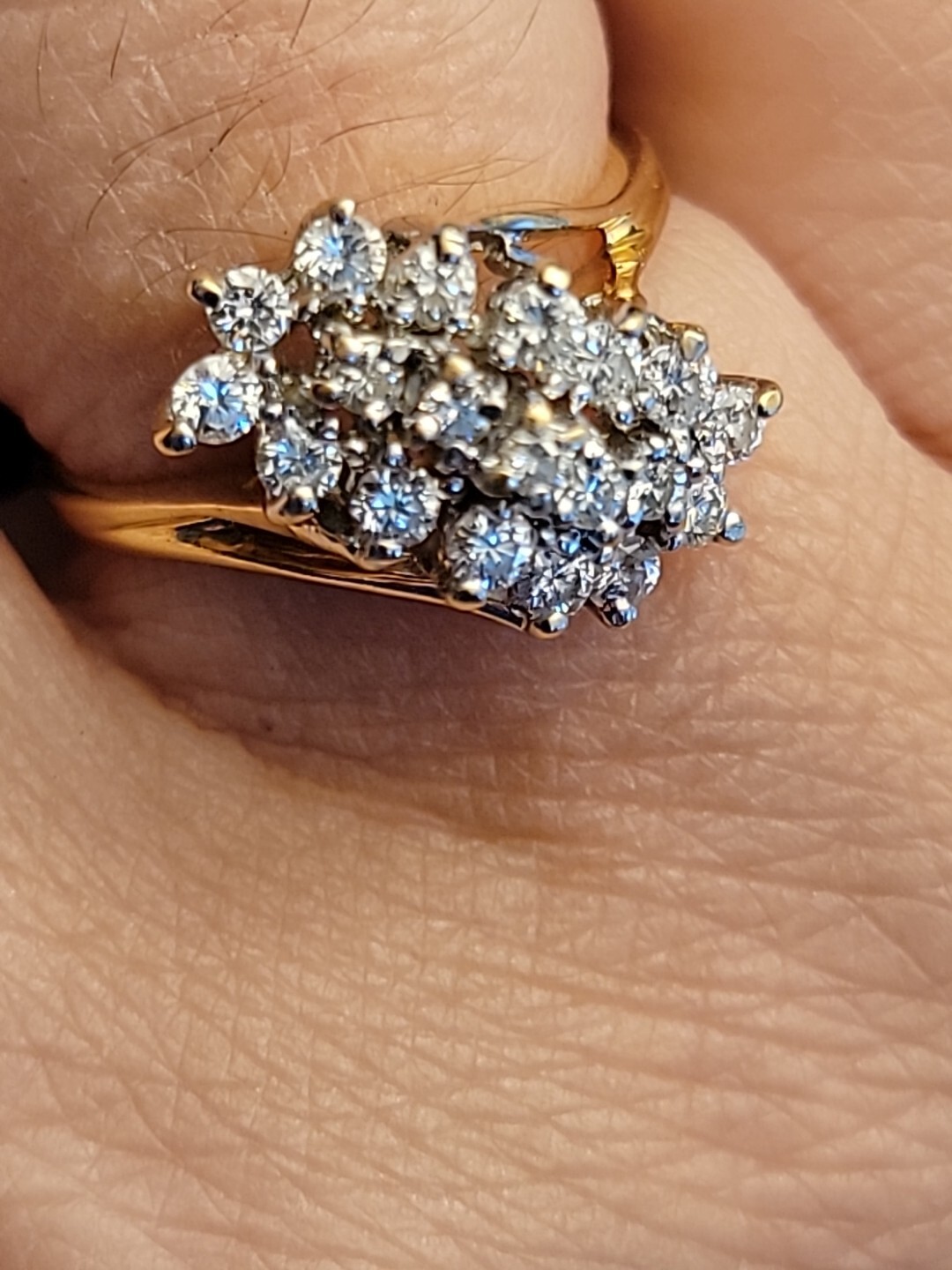 Diamond Waterfall Cluster Cocktail Ring 4.40 Grams 14k Gold .50 In Diamonds