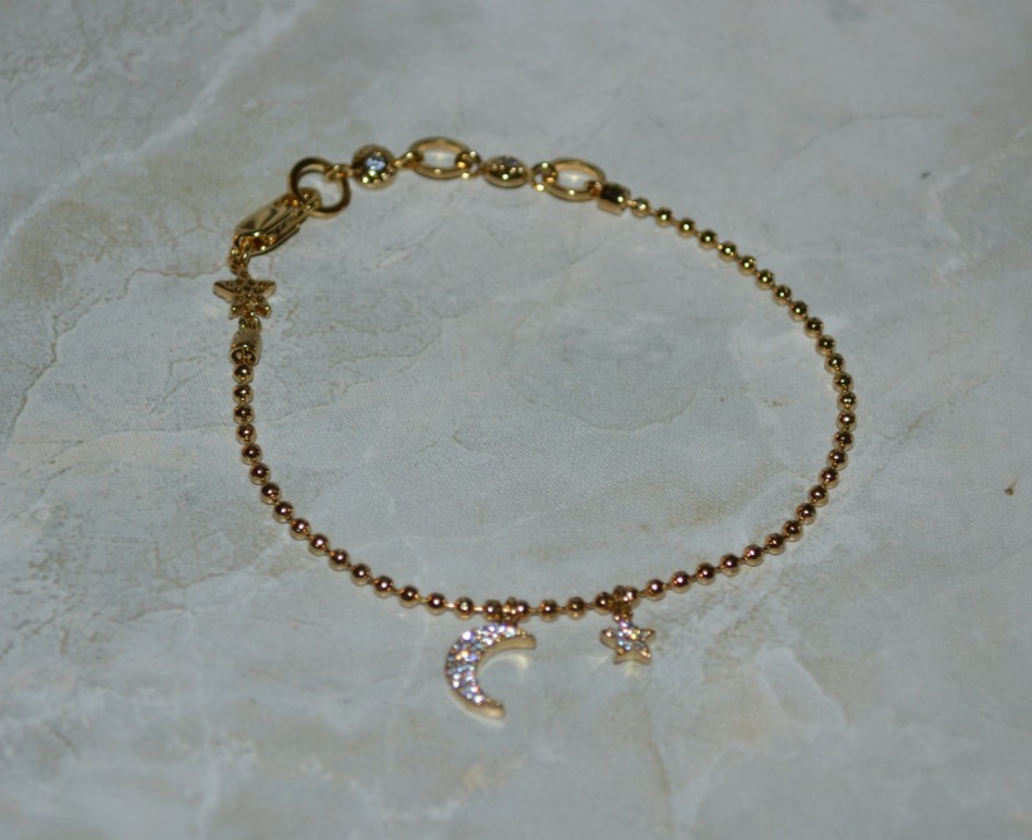 Henri Bendel Chain Bracelet with Star and Moon Charm