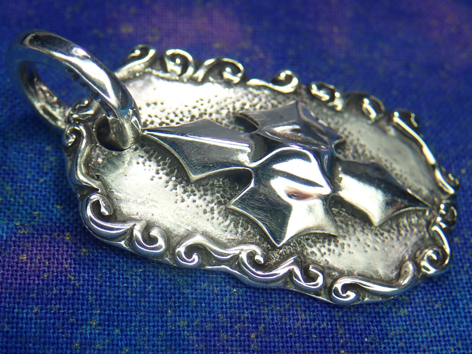 18.1 Grams Authentic Bill Wall Sterling Silver 925 Wave Dog Tag with Cross 45MM