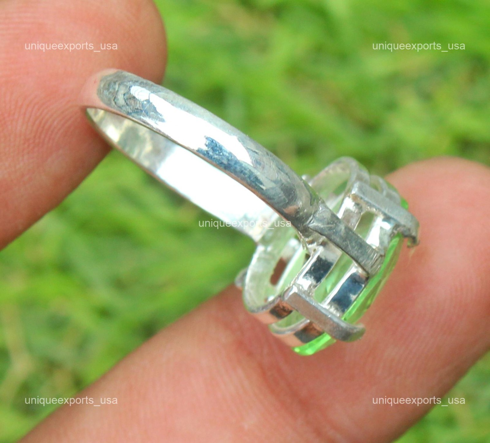 Peridot Gemstone Not Applicable Sterling Silver Band Anniversary Statement Ring