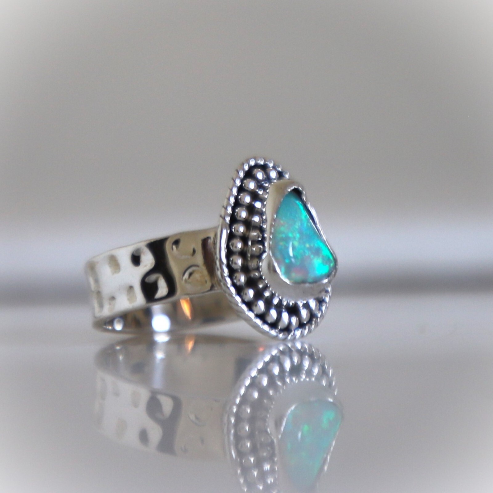 ETHIOPIAN OPAL NATURAL GEMSTONE 925 STERLING SILVER HANDMADE JEWELRY RING 3 TO12