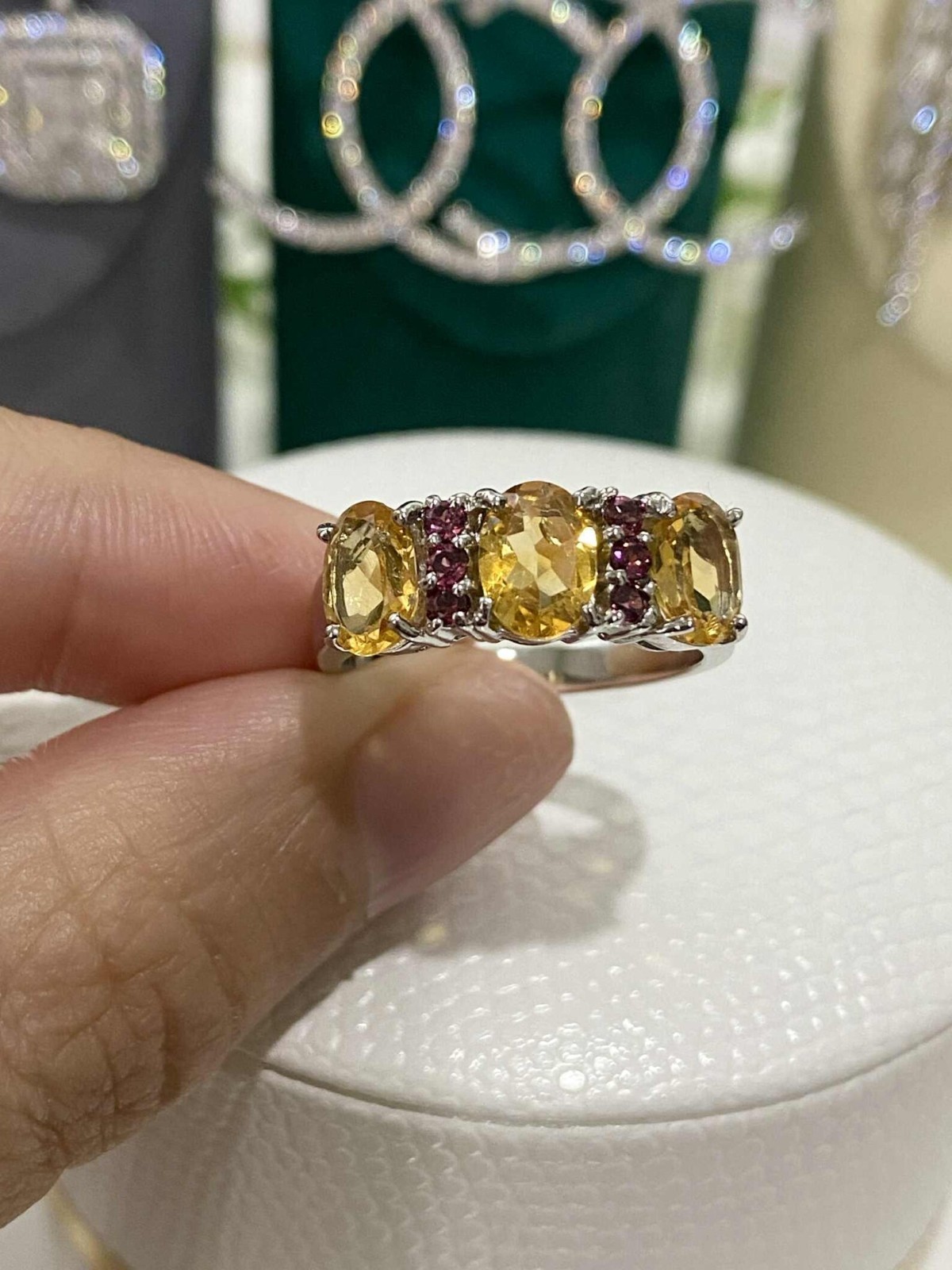 4.00 Ct Oval Cut Yellow Sapphire Diamond Engagement Ring 14K Solid White Gold 6