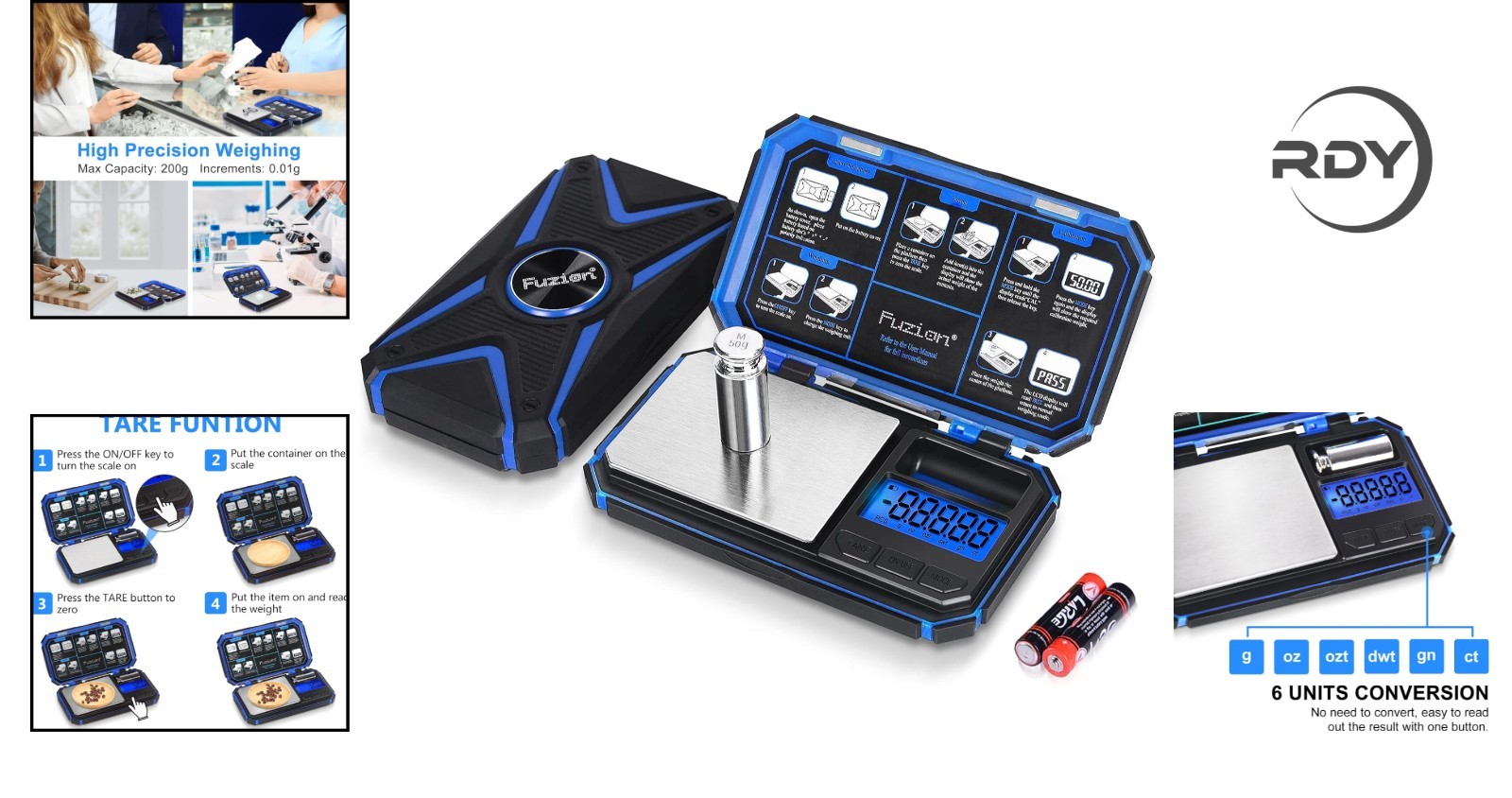 Compact TU-X 200g Digital Pocket Scale with Backlit Display & TARE Function