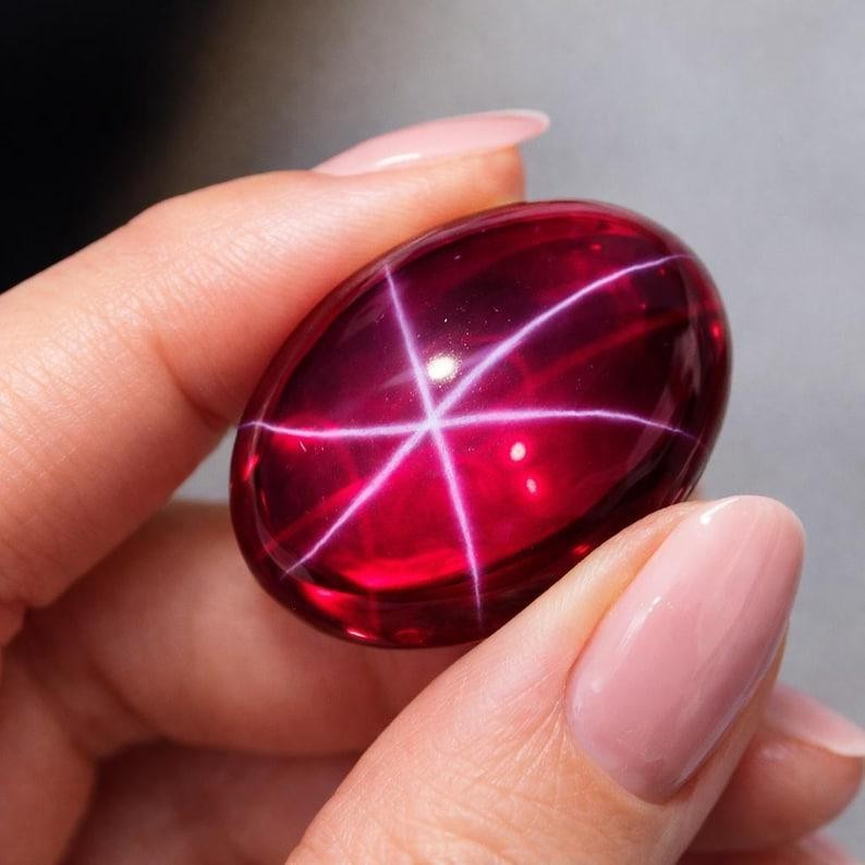 34Ct Natural 6 Rays Star Ruby Gemstone Cabochon cut Certified Burma Star Ruby