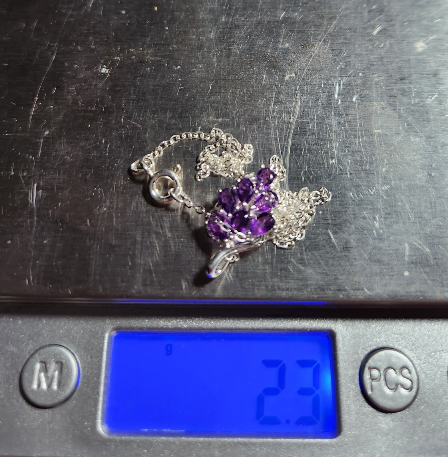 Natural Rich AAA Purple Amethyst Pendant in 925 Sterling Silver 18″ Necklace