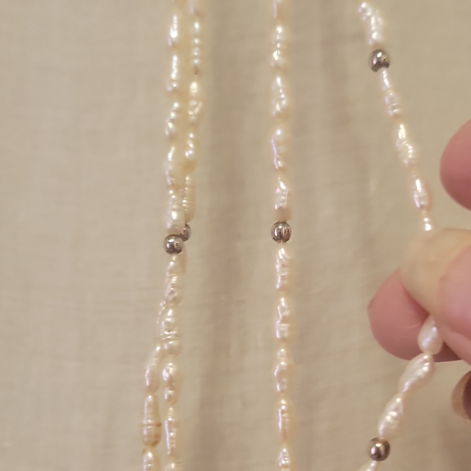 12 Mm Double Strand Baroque White Pearl Beaded Necklace with Onyx 14k Gold