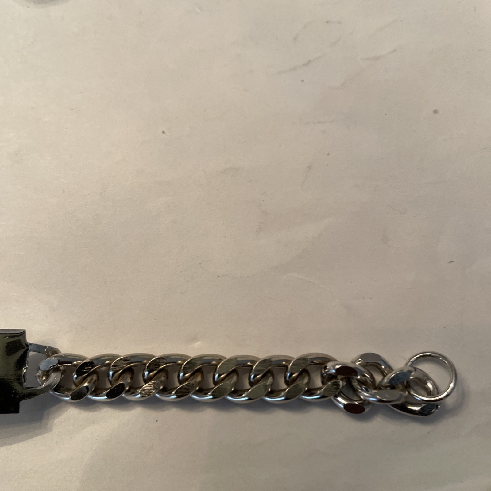 VTG Nickle Silver ID Link Bracelet With Cross Engravable 8”