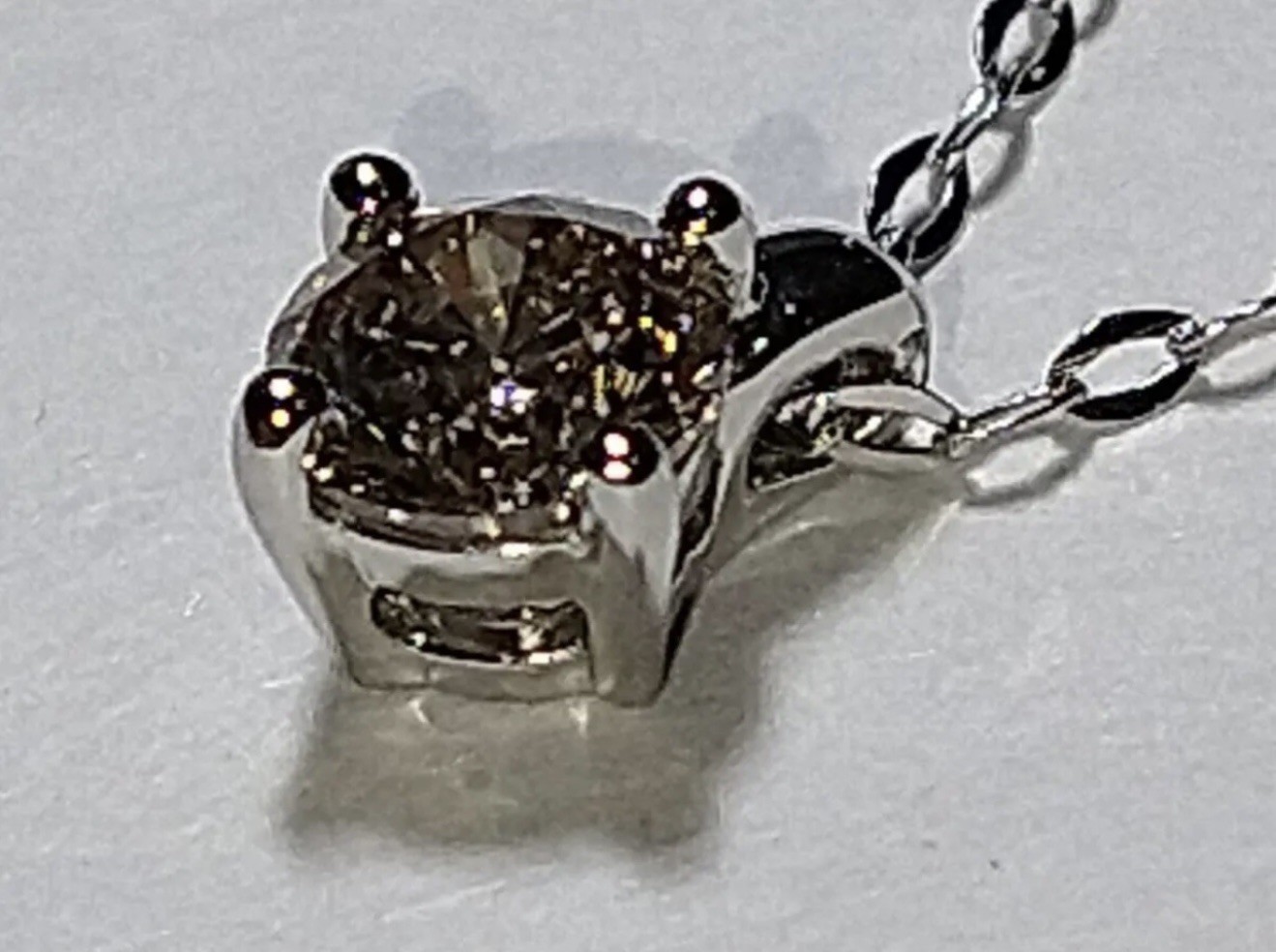 Solid platinum 0.40 carat diamond pendant chain necklace 1.8 grams – 18″ pt950