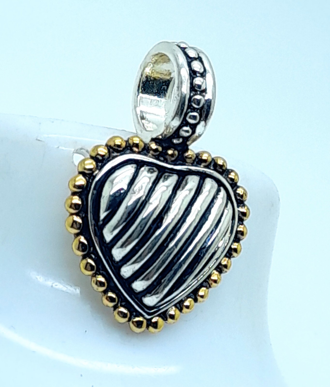 Vintage 3d heart shape black & Silver & gold Dot Texture fashion jewelry Pendant