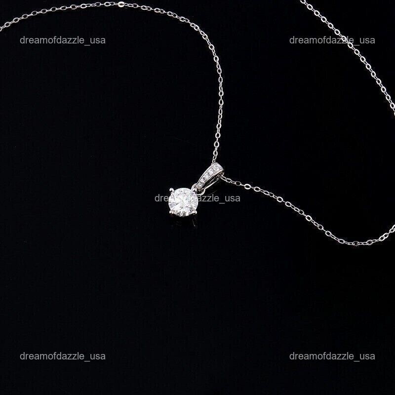 Mothers day Sale 14K White Gold Brilliant Cut Diamond New Chain Necklace Jewelry