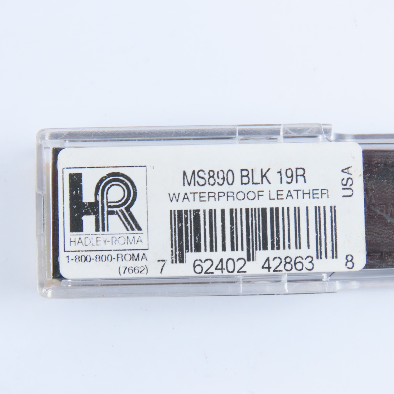 Hadley Roma Men’s NOS Black Waterproof Leather Wristwatch Band | MS890