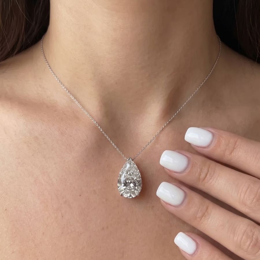 IGI 5.00 Ct Pear Lab Created Grown Diamond Pendant Necklace 14k White Gold
