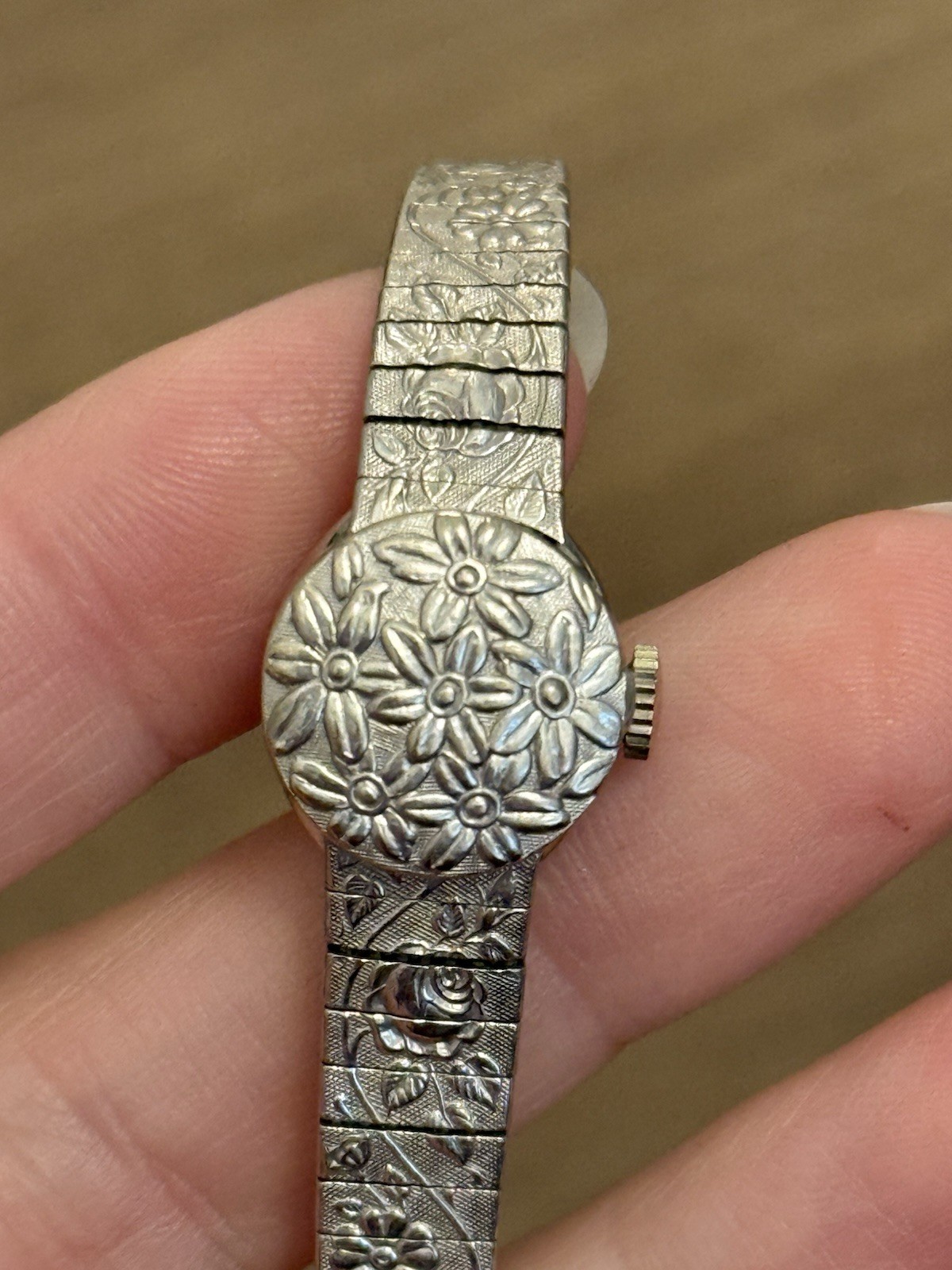 Vintage Rubis 17J Swiss Incabloc Hidden Dial Watch 10K GF Bracelet Untested