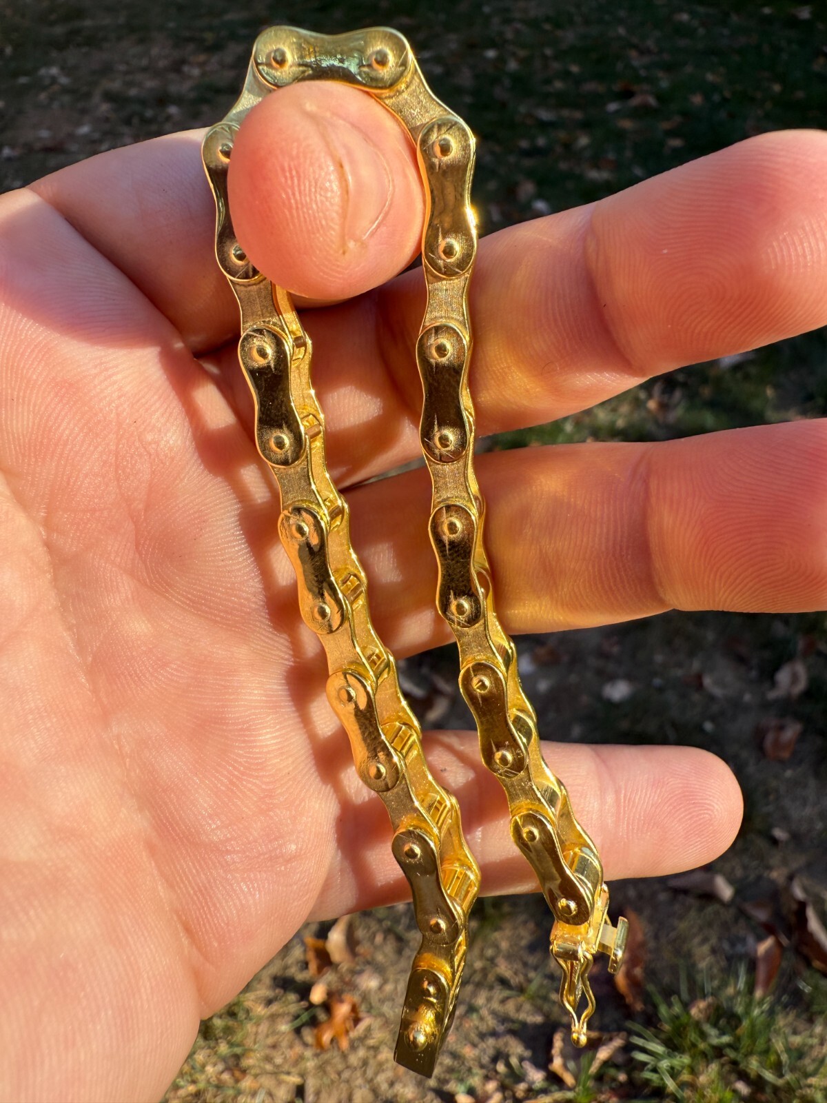 Bicycle Link Bracelet Real 14k Gold Vermeil 925 Silver Handmade 9mm Bike Chain