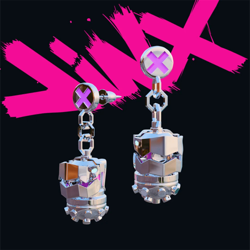 Anime Arcane：League of Legends Jinx Pendant Earrings Eardrop Toy Womens Gift New
