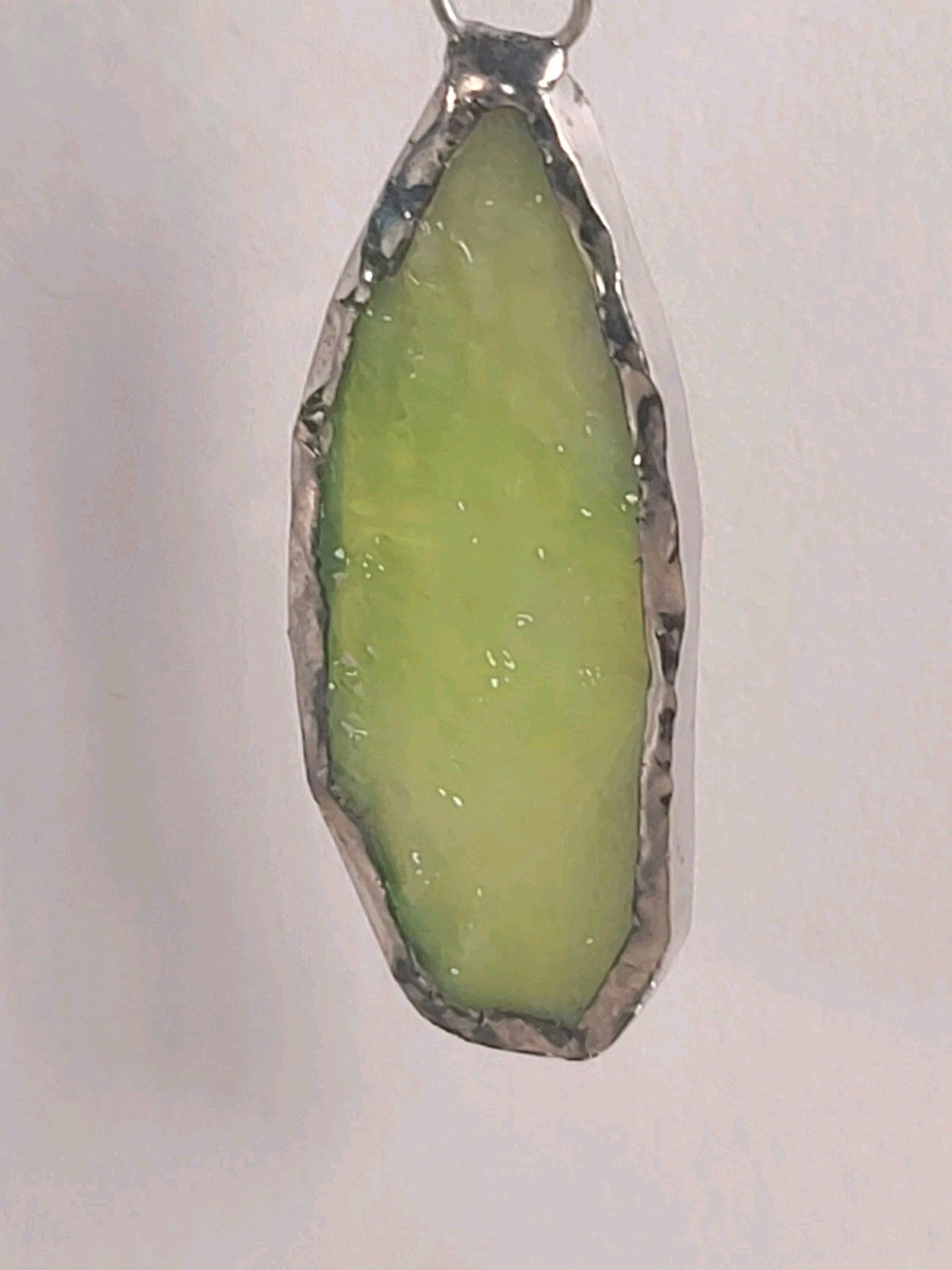 Vintage Glass Green Sea Glass Sterling Silver Dangle Pendant Handmade