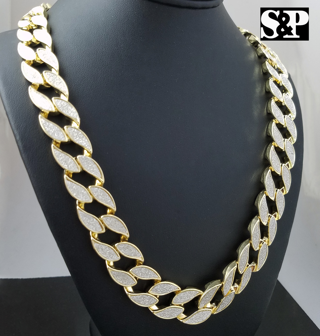 Sand Blast Bling 18mm 30″ Miami Cuban link Chain & 18mm 8.5″ Bracelet Combo Set