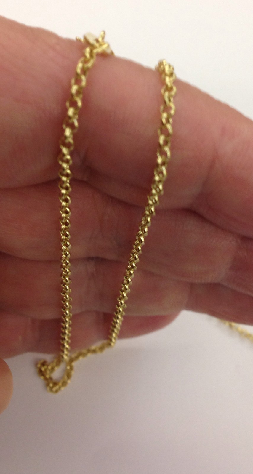 14kt Yellow Gold Round Cable ROLO Link Pendant Chain/Bracelet 7″ 2.3mm 1.3 gram