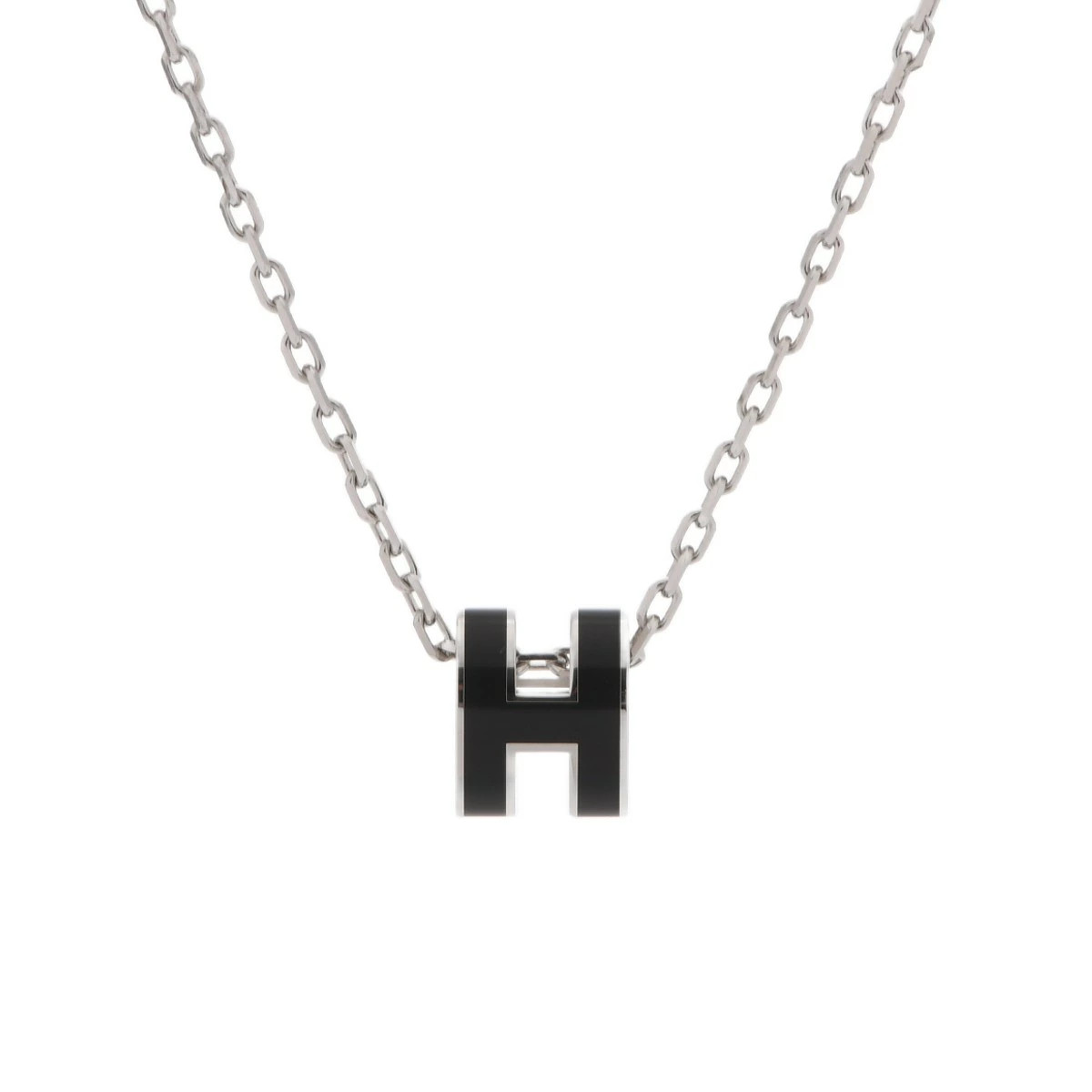 Hermes Pendant Mini Pop H Black Enamel Ladies Necklace Loan 48 S No Interest