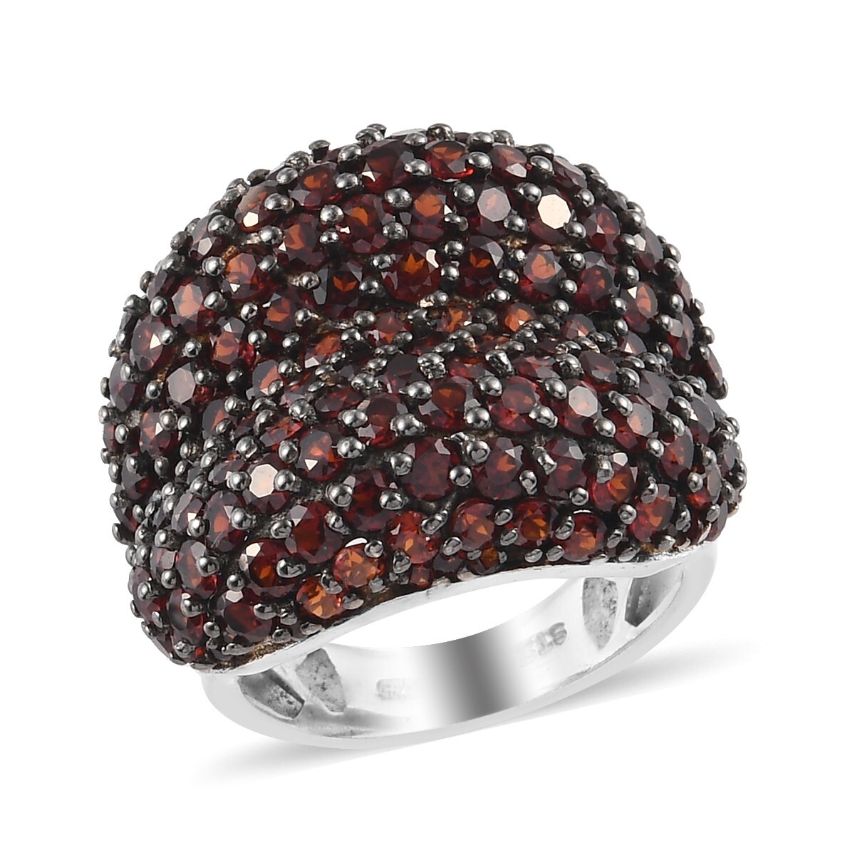 STUNNING 9.00ctw Mozambique Garnet Cocktail Ring Platinum Plated Sterling Size 6
