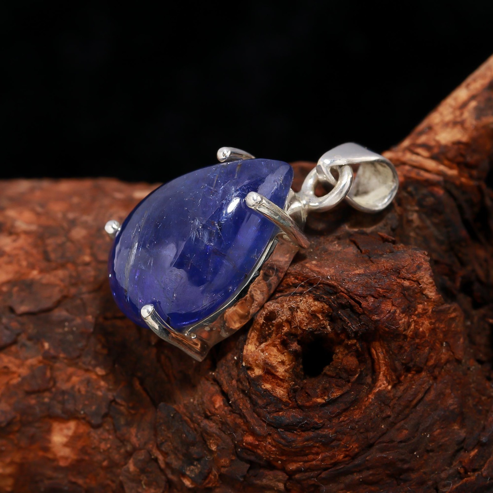 Natural Tanzanite Pear Chain Pendant 925 Sterling Silver Jewelry Gift For Lovers