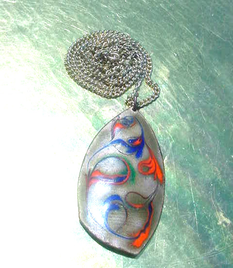 H. Kidd Austria MCM Enamel Pendant Necklace Bird Headed Dakini Dakinis charm 28″