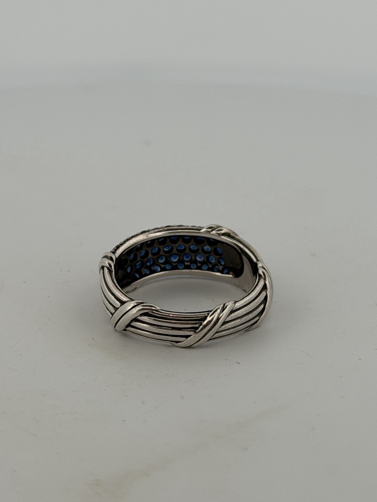 Peter Thomas Roth Signature Classic Band Ring blue sapphires sterling silver 10