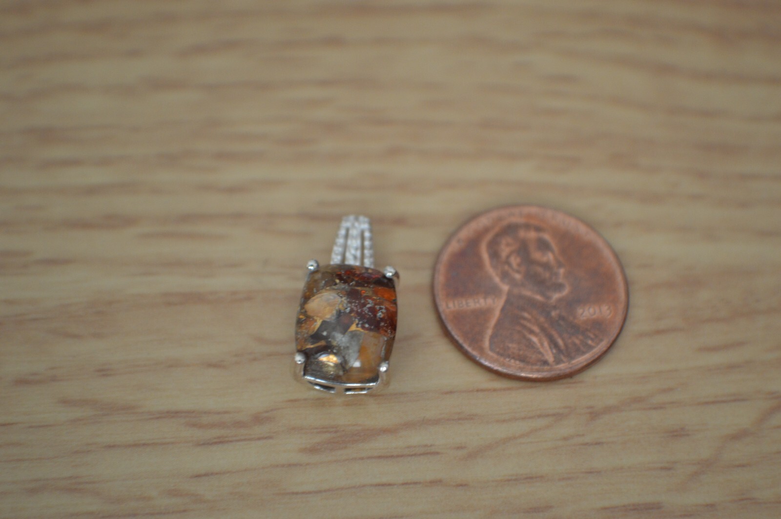 3.80ct Matrix Fire Opal Pendant Fine Sterling Silver ~ 11x9mm