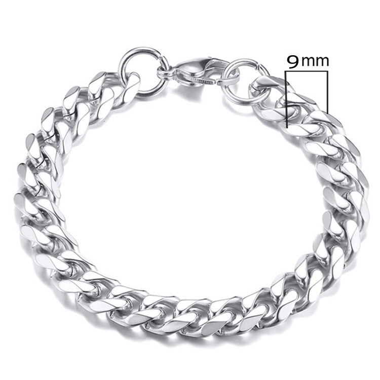 Curb bracelet solid stainless steel 6-11 mm wide / 18-23 cm men’s women gift