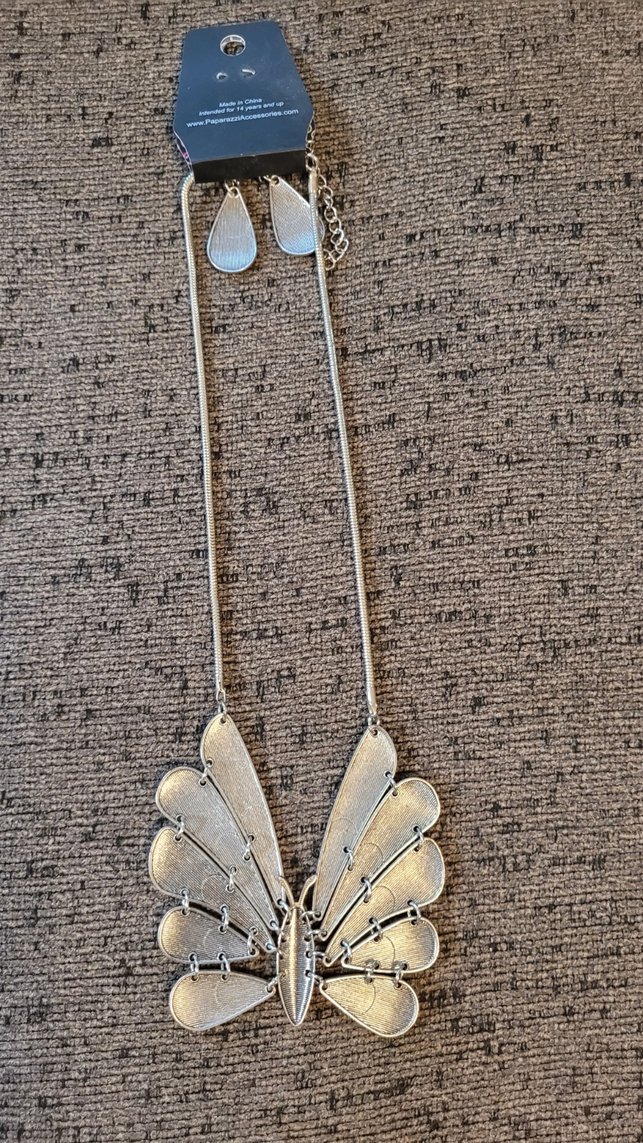 Paparazzi Butterfly Jewelry Set Necklace & Earrings Silver Green Purple Enamel