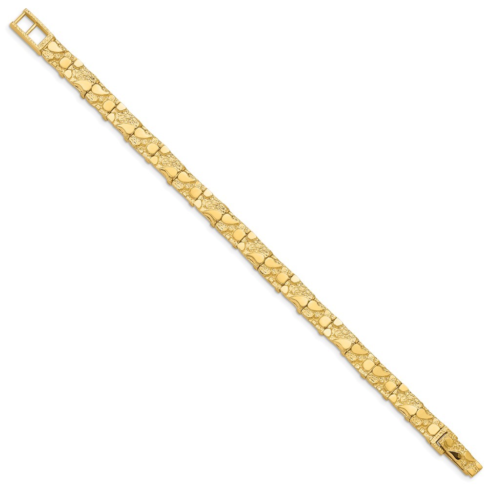 14k Yellow Gold Polished and Textured 7.00mm 8 inch Nugget Bracelet