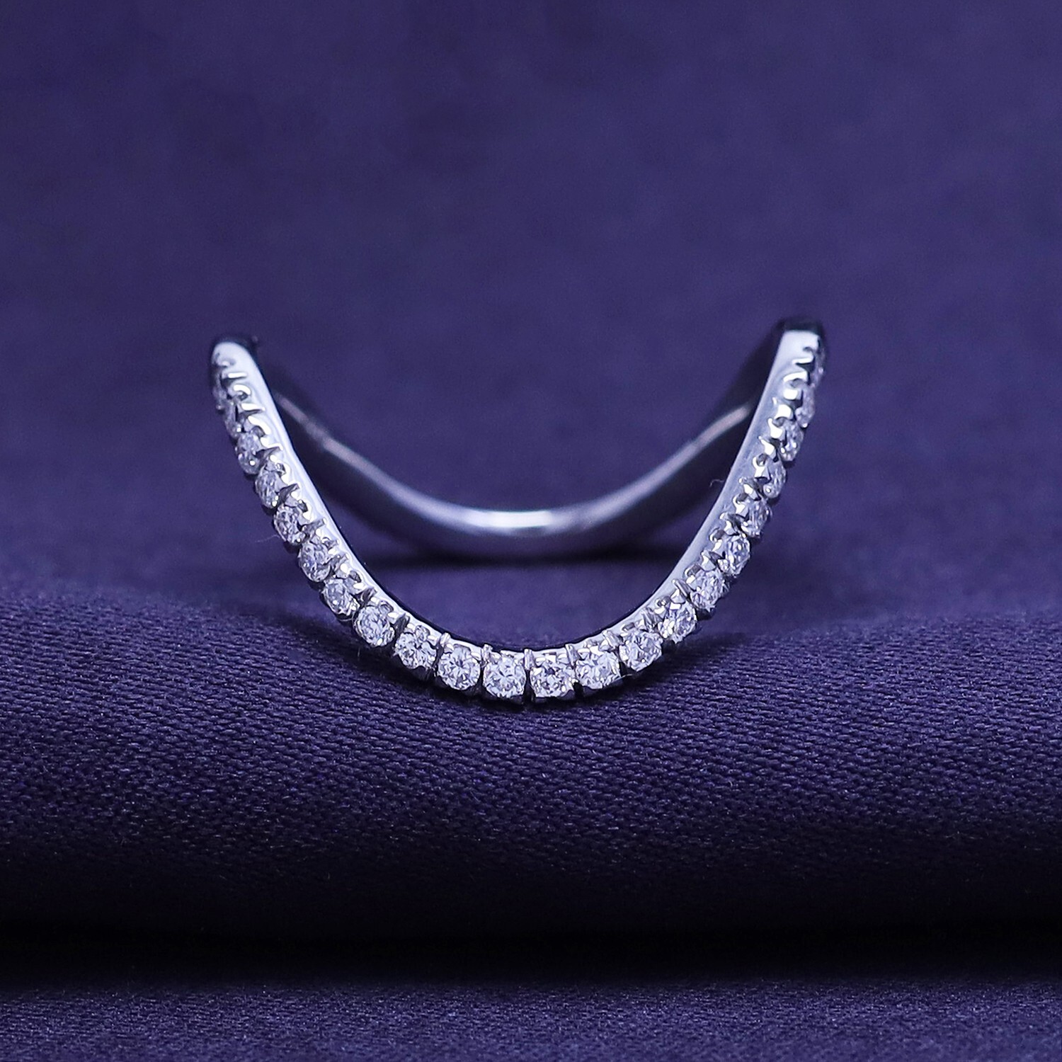 0.27 Ct Diamond V Shape Engagment Ring in 10k Solid White Gold Lab Grown