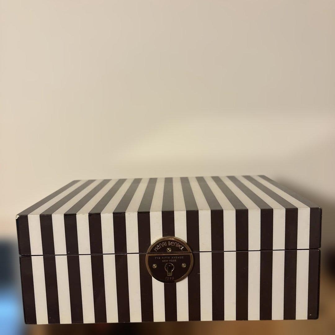 Rare Henri Bendel New York Jewelry Box Case Vintage stripe
