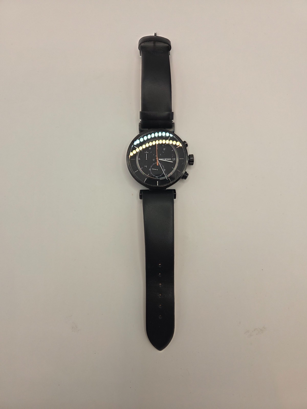 Issey Miyake Chronograph Watch VK67-0010 Satoshi Wada Black Leather Japan Seiko