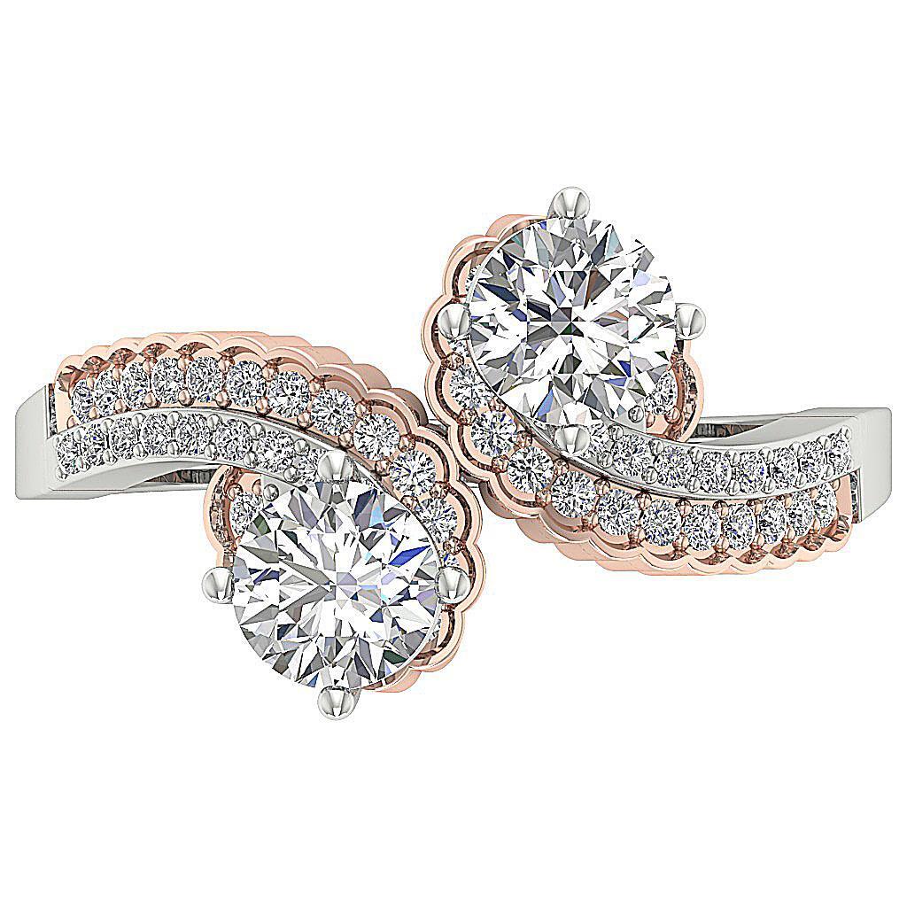 Anniversary Gift Forever Us Two Stone Ring Natural Diamond I1 G 1.50 Ct 14k Gold