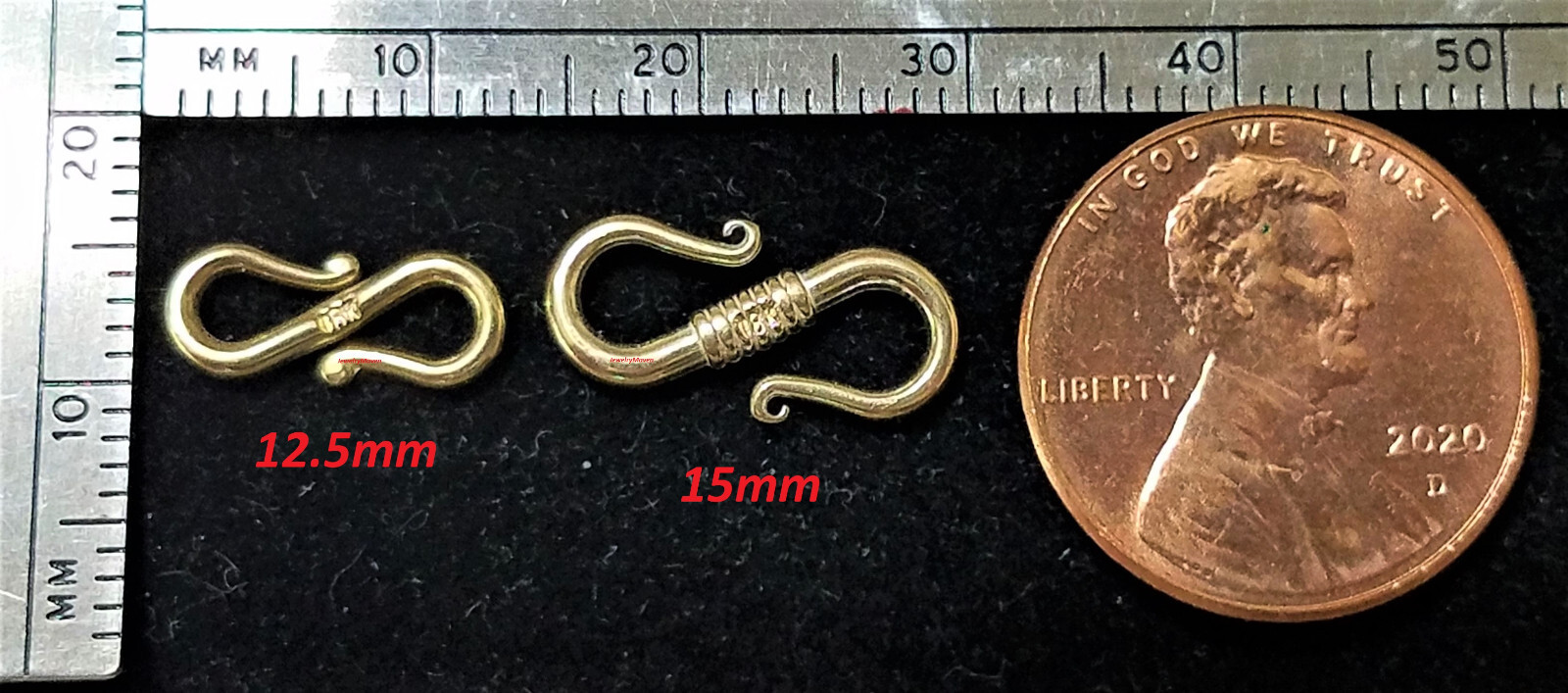 12.5mm SMALL 18k Yellow Gold S Hook Clasp Extender USA MADE